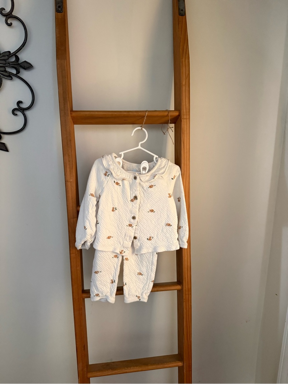 Cloud Island Cream Quilted Baby Outfit with Fox Print